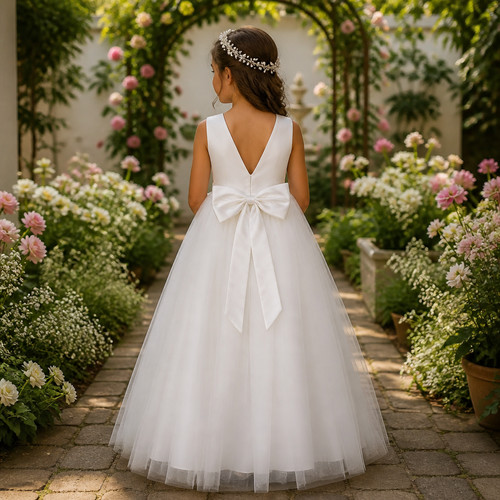 Girls white flower - white,
