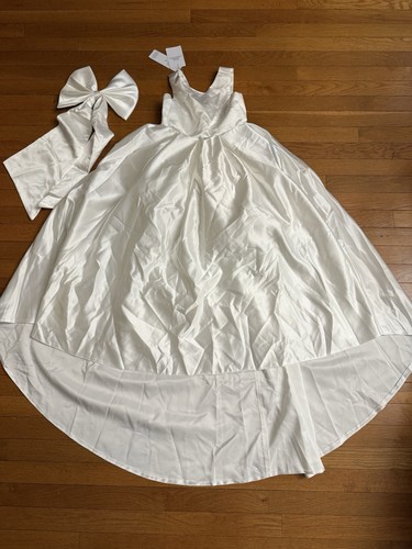White satin flower girl first - white, girl/first