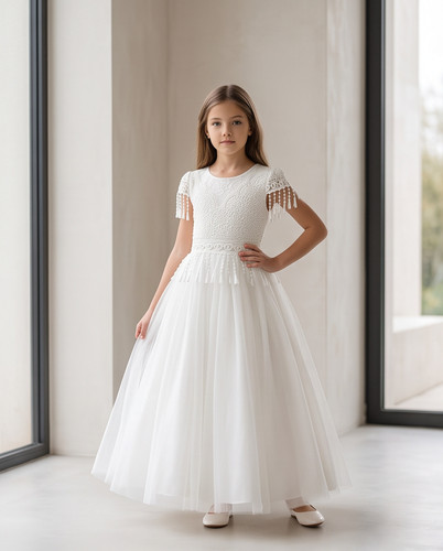 Girls white lace communion - girls,