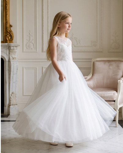 Girls white floral - white,