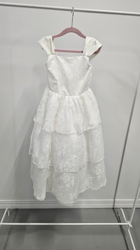 Girls white lace formal - white,