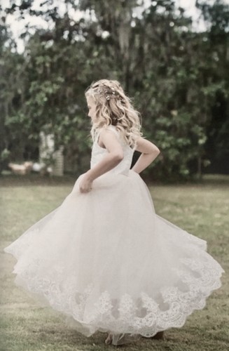Girls ivory gold lace tulle - girls,