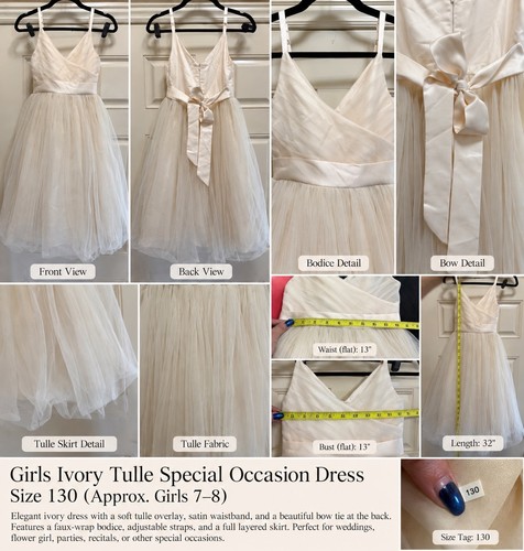 Girls ivory tulle flower - ivory,