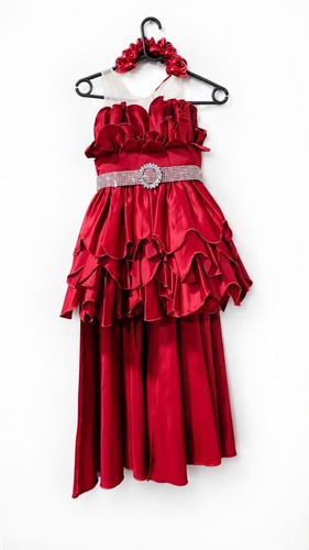 Girls burgundy satin flower - burgundy,