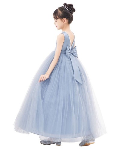 Back satin flower girl dress - v-back,