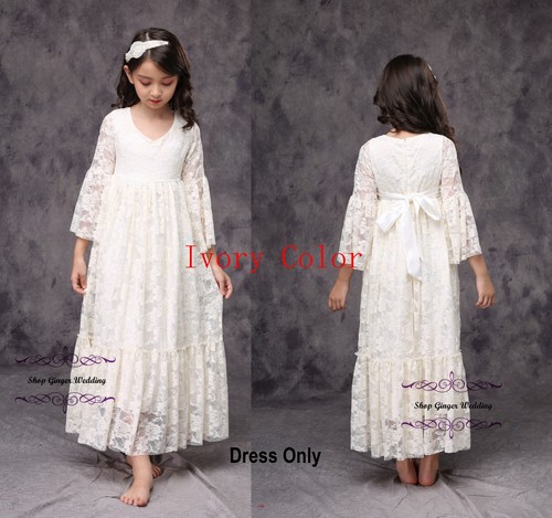 Flower girl lace ivory party - girl,