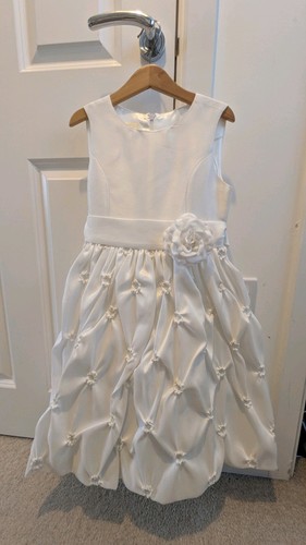Girls white dress - white, flower