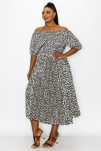 Off shoulder dress white - off, white/blk