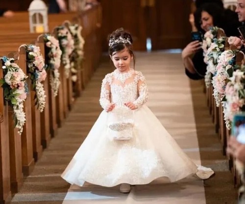 Flower girl communion dress - flower,