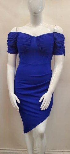Off shoulder dress royal - -,