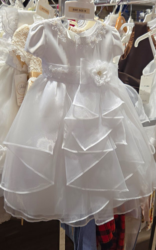 Girls white organza dress size - white,