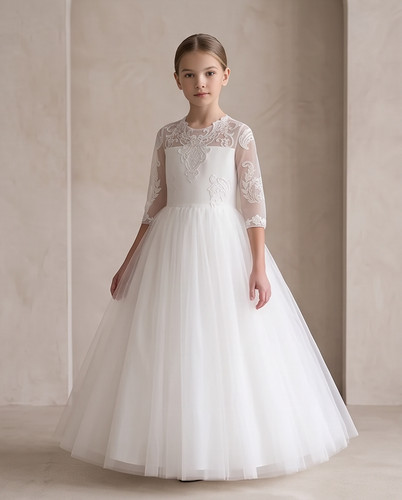 Girls elegant lace tulle first - elegant,