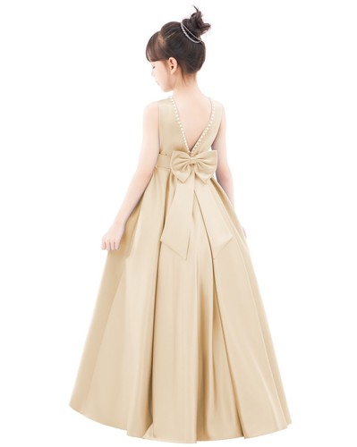 Backless line satin flower - a-line,