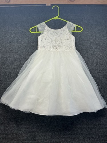 White beaded tulle flower girl - white,