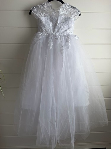 White lace tulle formal - white,