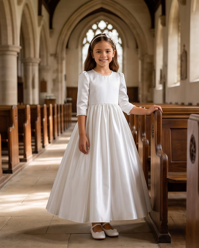 Girls satin communion - girls, dress