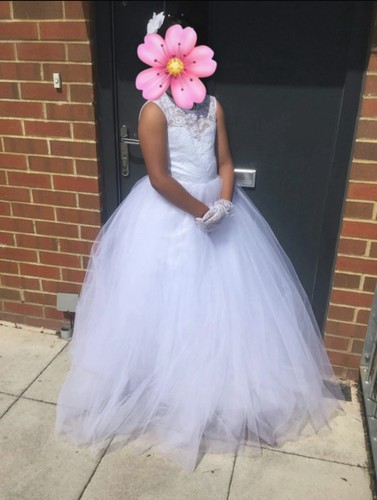 Girls white lace tulle holy - girls,