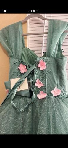 Girls green pink floral tulle - girls',