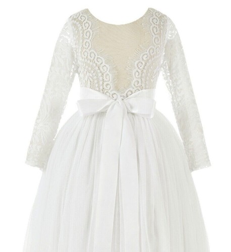 Back lace flower girl dress - v-back,