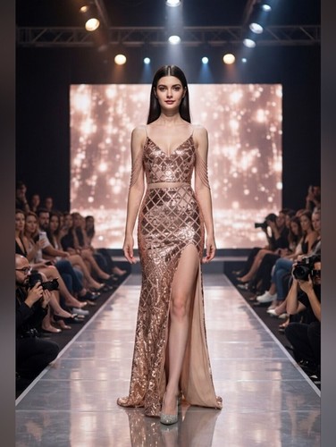 Gold sequin split evening - sequin,